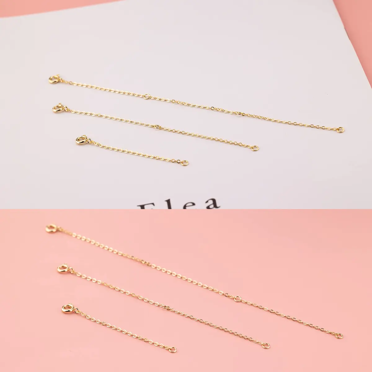 ASH'S CHOICE 14K Gold Plated Brass Necklace Extenders with Lobster Clasp, 3-Piece Set (2, 4, 6 Inches) - view 2