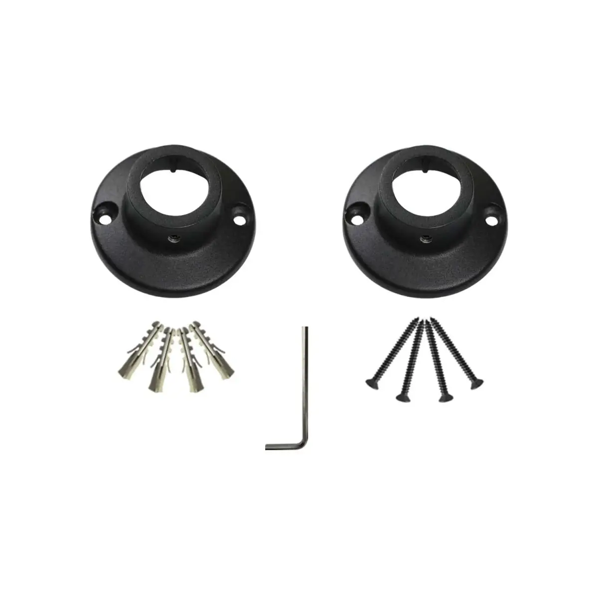 Naiture Shower Curtain Rod Round Flange Set of 2, Black | Corrosion-Resistant Zinc Alloy, Fits 1" OD Shower Rods - main product image