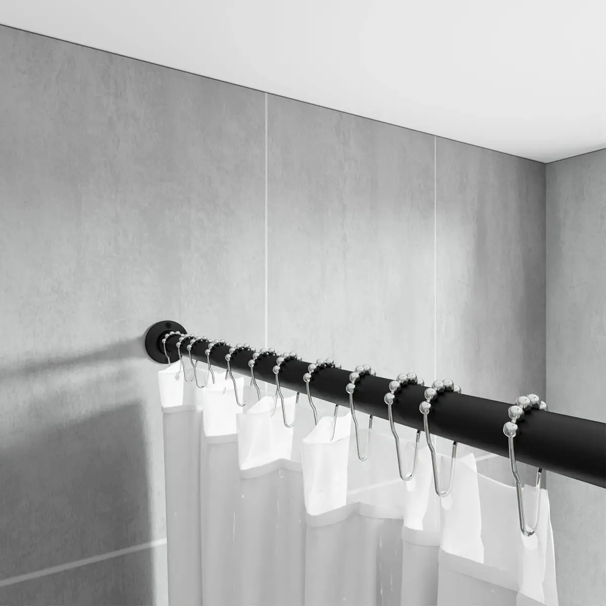 Naiture Shower Curtain Rod Round Flange Set of 2, Black | Corrosion-Resistant Zinc Alloy, Fits 1" OD Shower Rods - view 2