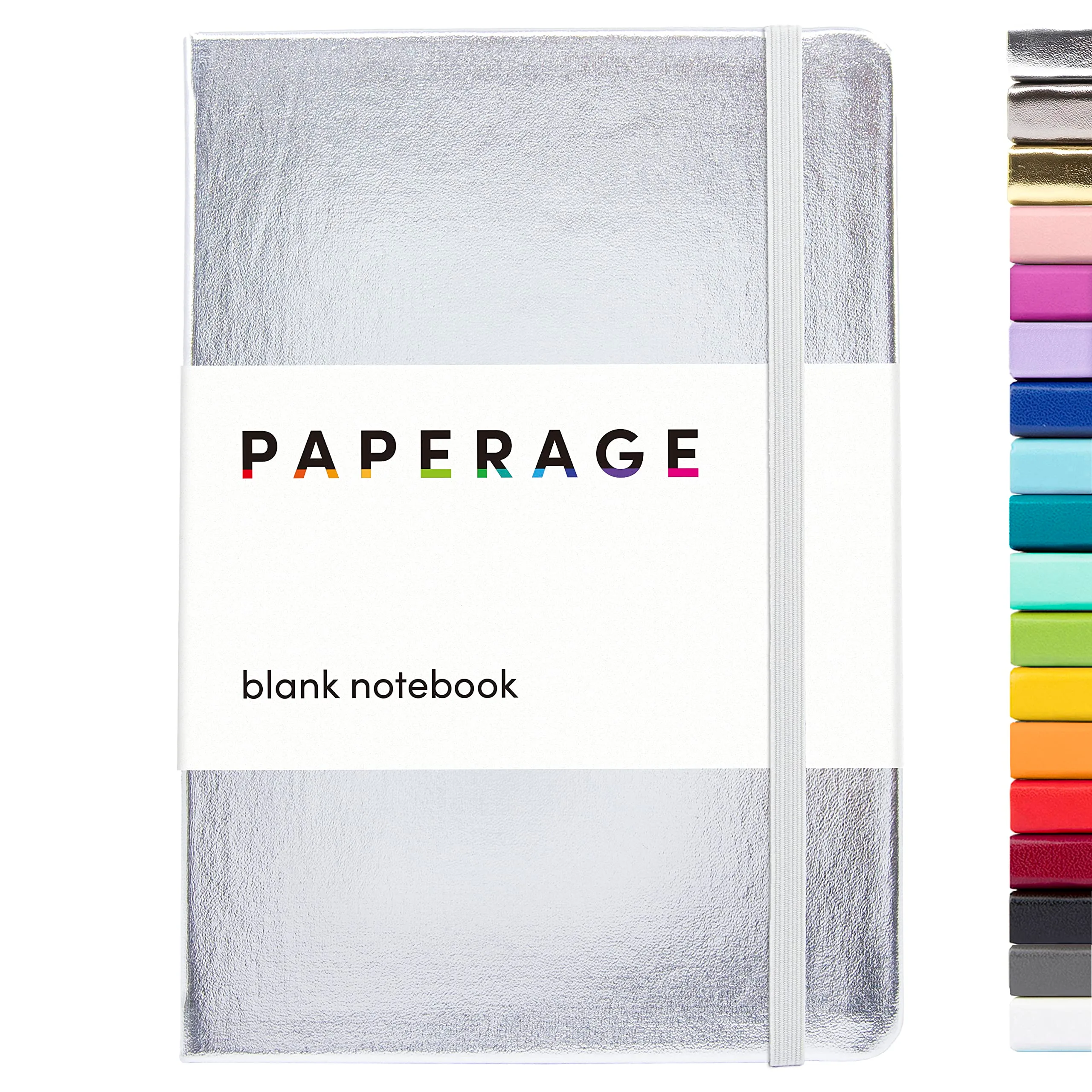 PAPERAGE Blank Journal Notebook Metallic Silver 5.6 in x 8 in | Acid-Free Paper Journal for Students - main product image