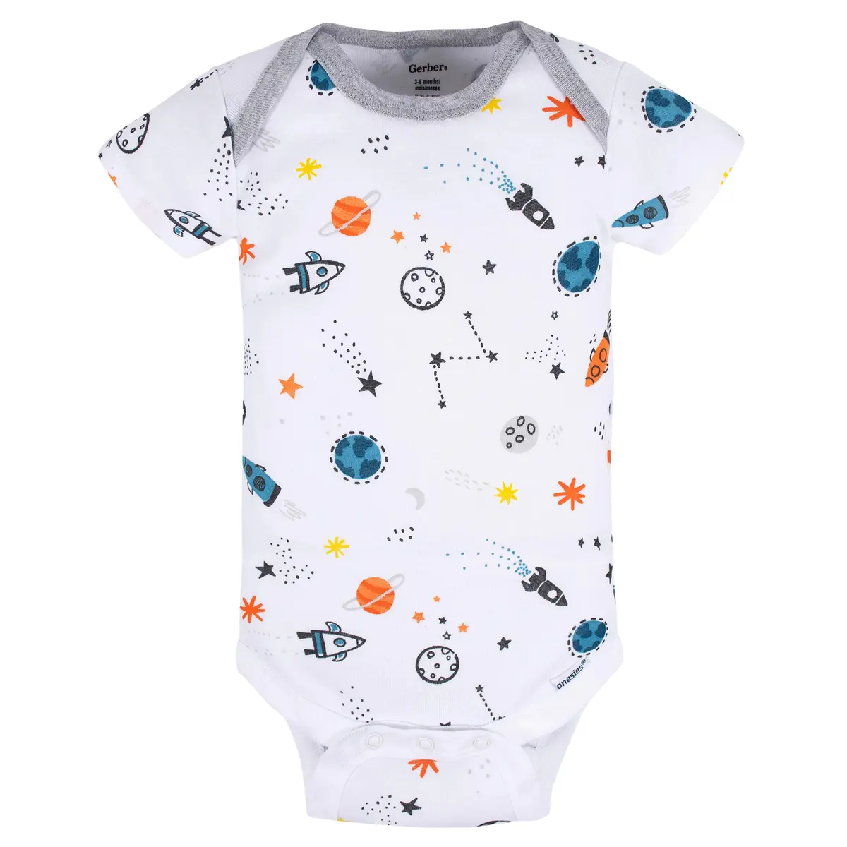 Gerber Baby Boys 8-pack Short Sleeve Onesies Bodysuits, Space, 3-6 Months US - view 3