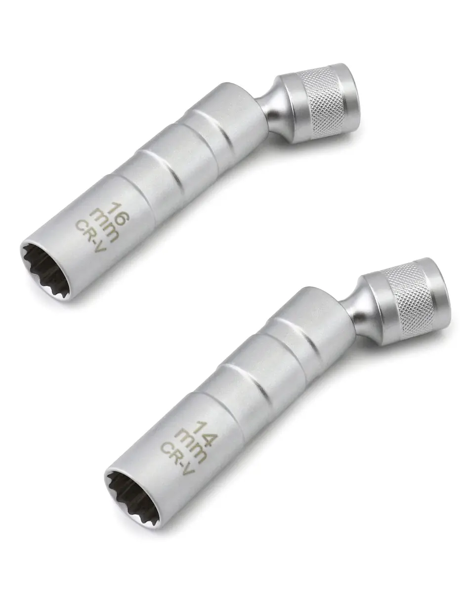 QWORK 14mm & 16mm Magnetic Swivel Spark Plug Socket Set | 3/8" Drive 12 Point Thin Wall Tool - view 7