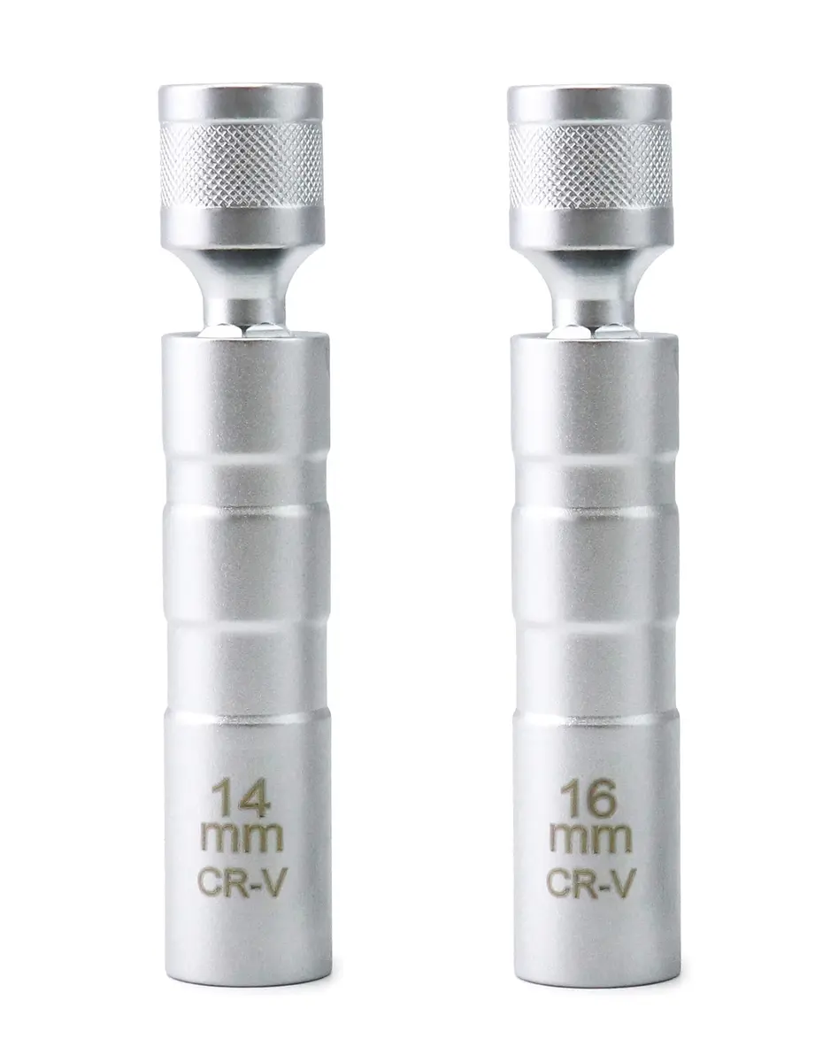 QWORK 14mm & 16mm Magnetic Swivel Spark Plug Socket Set | 3/8" Drive 12 Point Thin Wall Tool - view 2