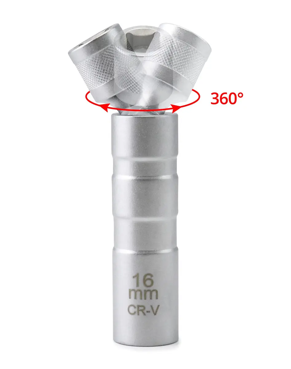 QWORK 14mm & 16mm Magnetic Swivel Spark Plug Socket Set | 3/8" Drive 12 Point Thin Wall Tool - view 4