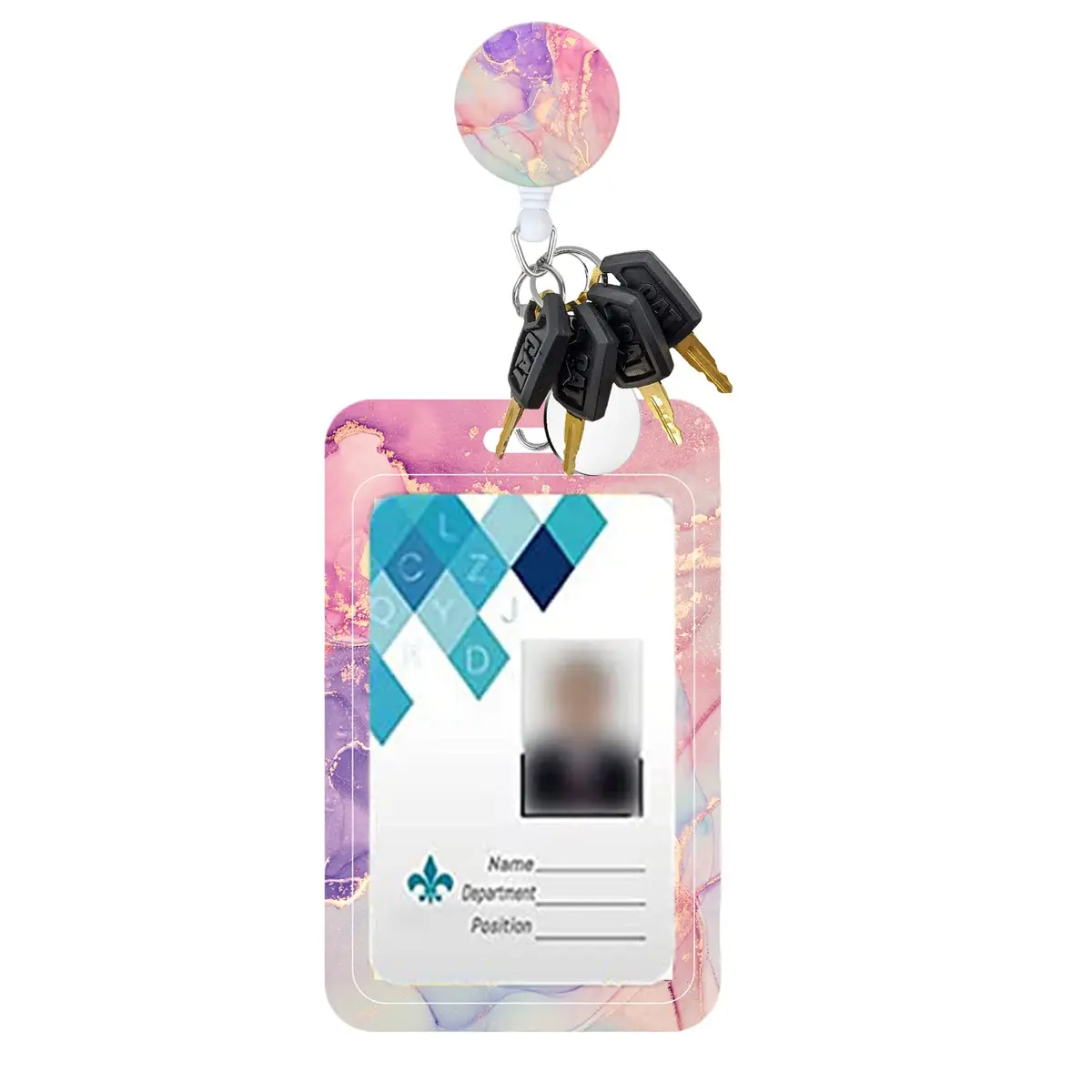 Billteful Badge Reels Retractable with Carabiner Purple Pink | Stylish ID Badge Holder for Professionals - view 5