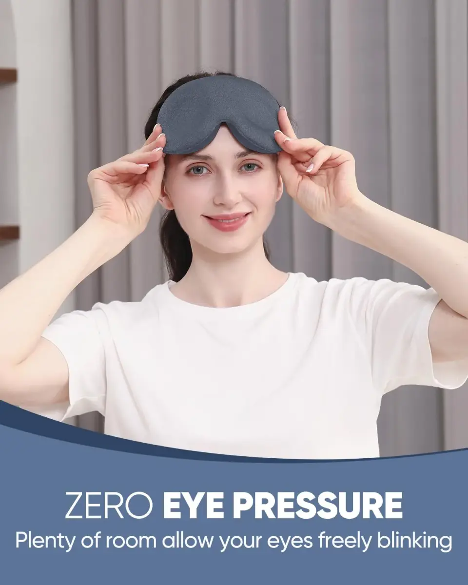 MZOO Luxury Sleep Mask for Women & Men | 13mm Deep Eye Cups, 22mm Nose Padding, Adjustable Strap (D-Grey) - view 2
