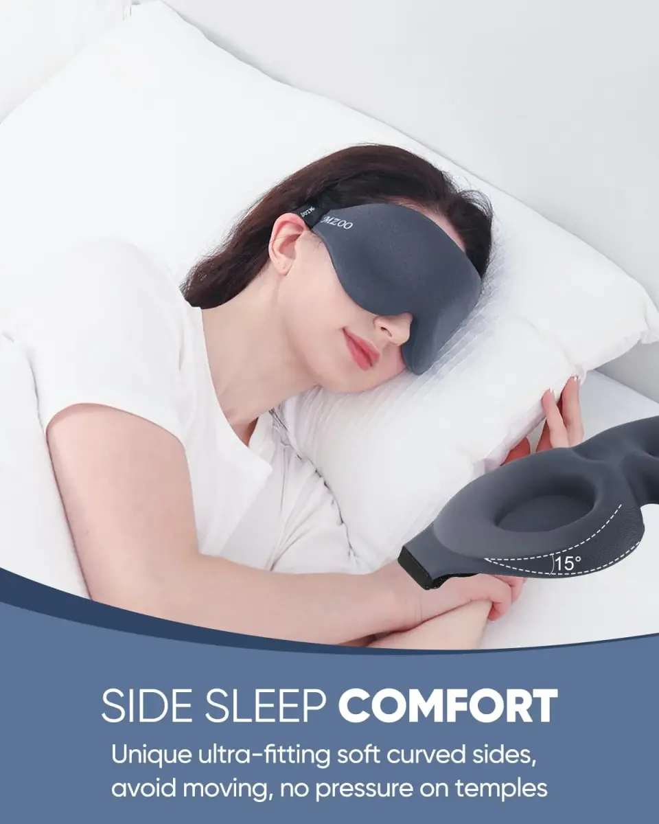 MZOO Luxury Sleep Mask for Women & Men | 13mm Deep Eye Cups, 22mm Nose Padding, Adjustable Strap (D-Grey) - view 3