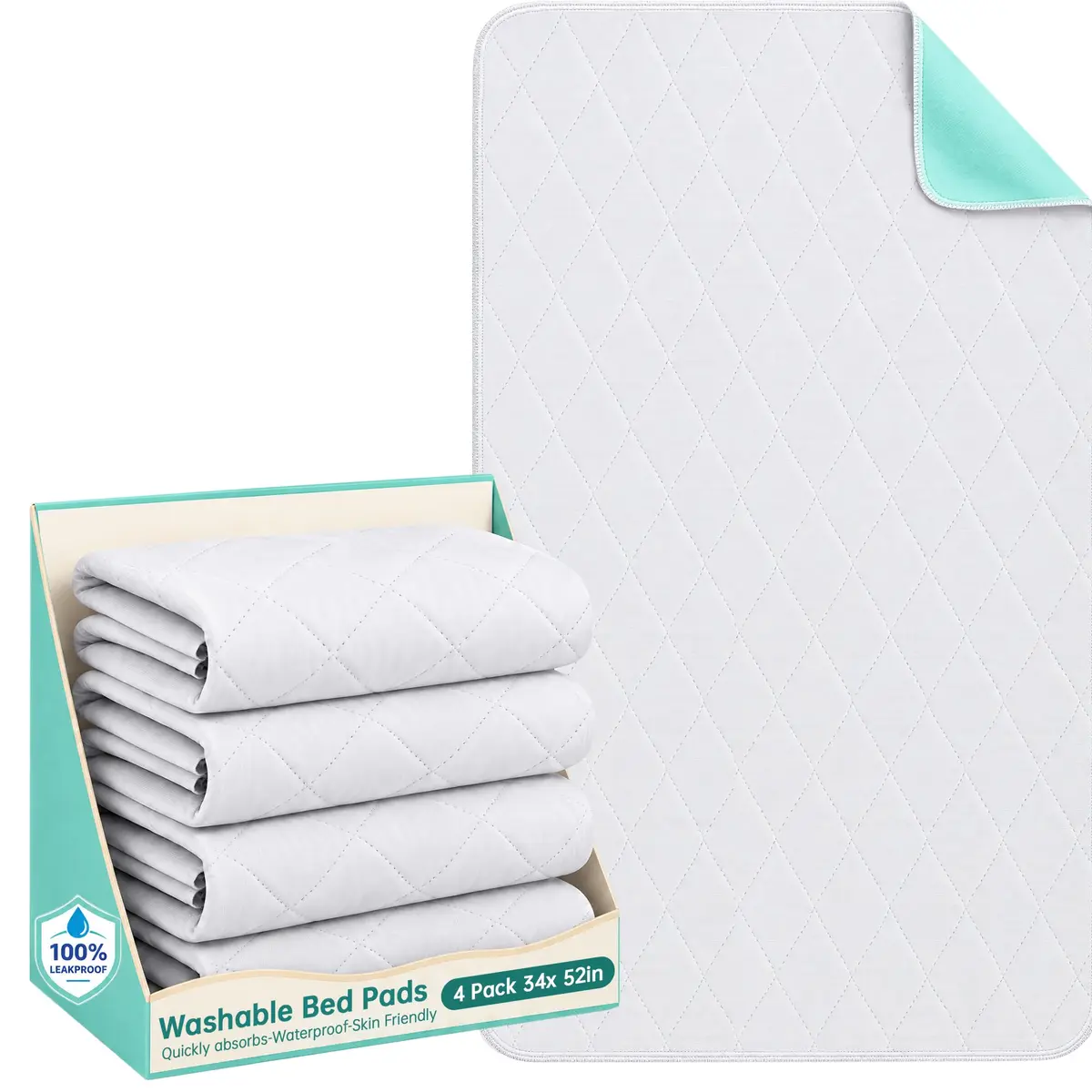 CoolShields Reusable Waterproof Bed Pads 34x52 Inch | Washable Incontinence Protector for Adults & Pets - main product image