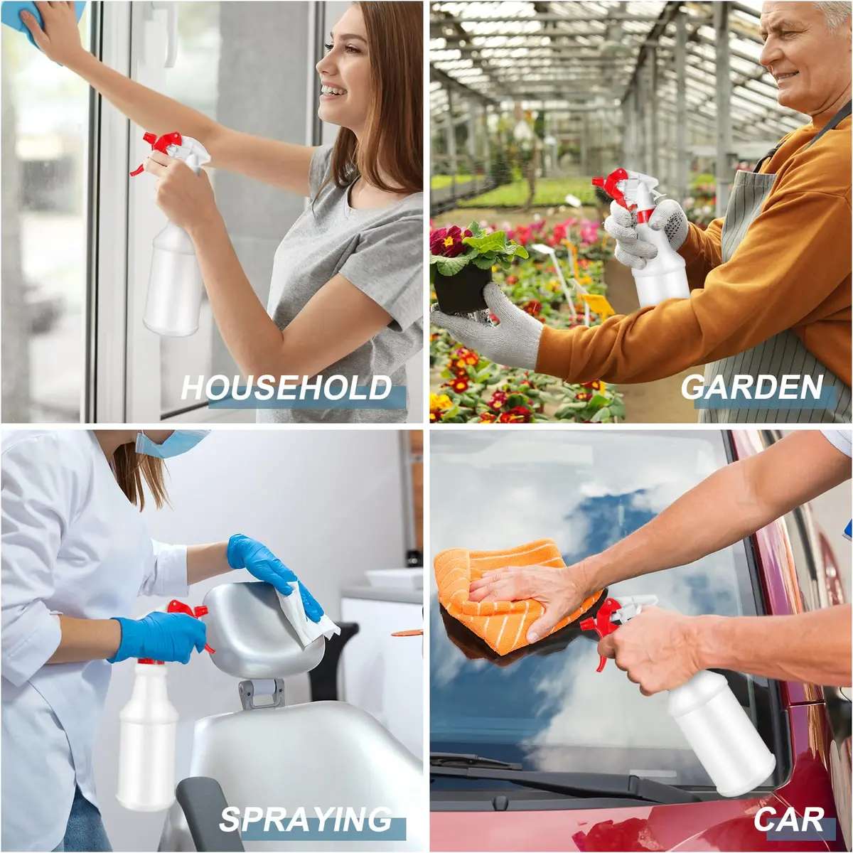 Gandeer 10 Pack 16 oz Spray Bottles | Stylish Cleaning & Organizing Solution in White & Red - view 7