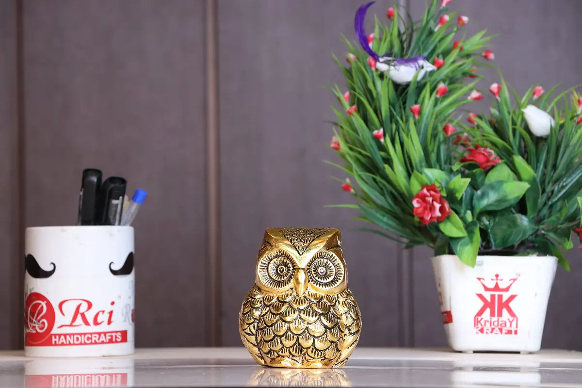 KridayKraft Vintage Metal Owl Action Showpiece and Paper Weight Gold | 10 cm (3.94 in) - view 6