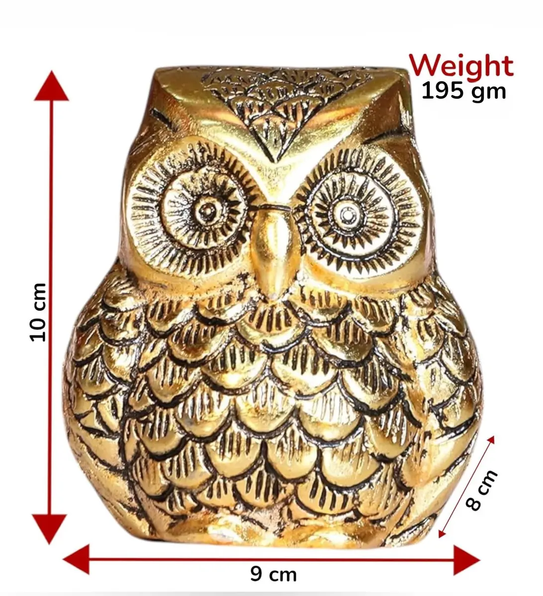 KridayKraft Vintage Metal Owl Action Showpiece and Paper Weight Gold | 10 cm (3.94 in) - view 2