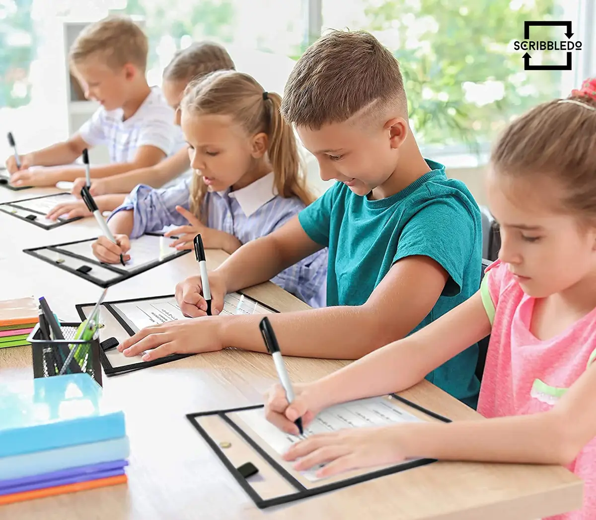 Scribbledo Black Dry Erase Pockets 6 Pack | 37cm x 25cm (14" x 10") | Classroom & Office Use - view 4