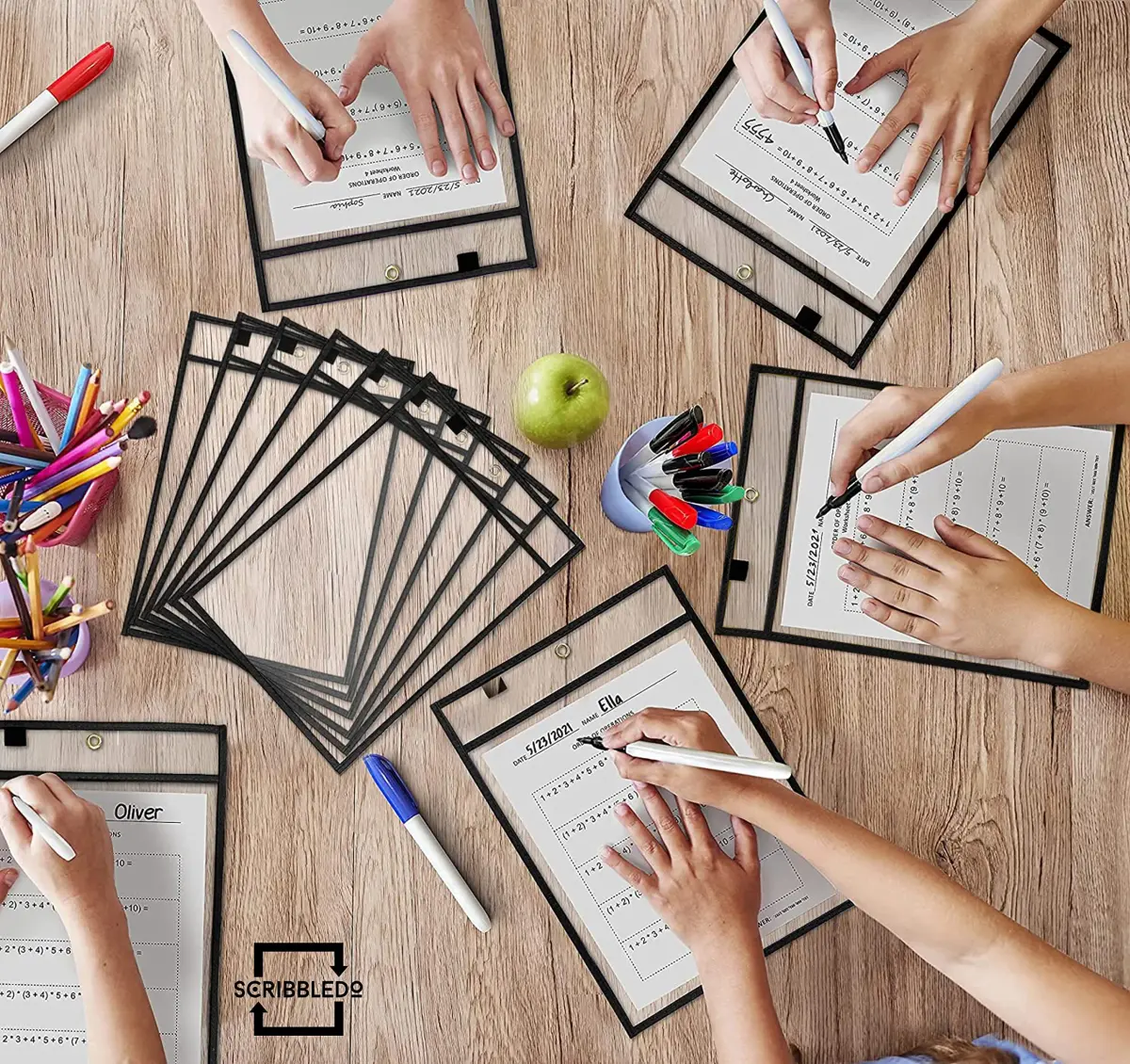 Scribbledo Black Dry Erase Pockets 6 Pack | 37cm x 25cm (14" x 10") | Classroom & Office Use - view 8