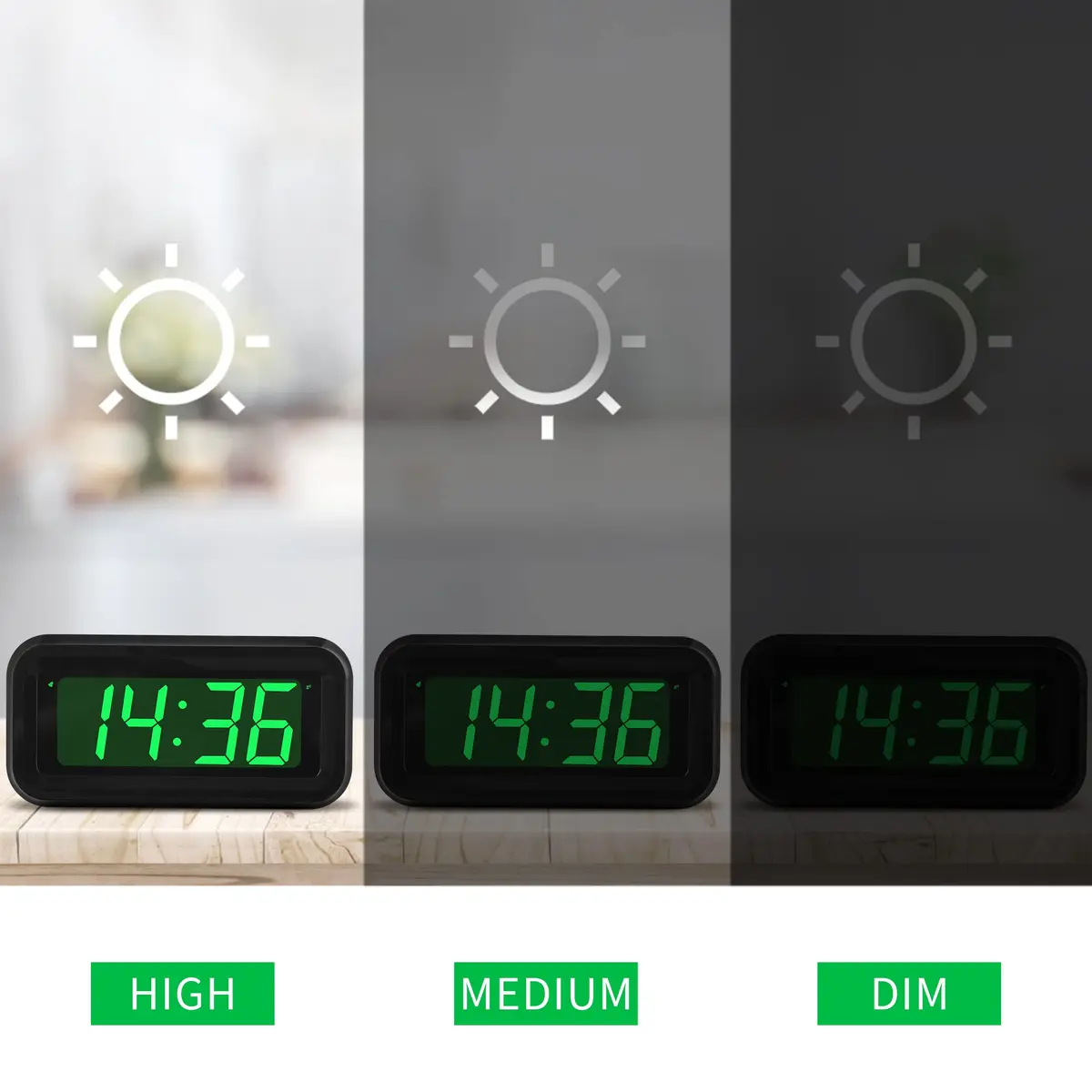 KWANWA KW618 Small Digital Alarm Clock Green LED 1.2 Inch | Battery Operated Portable Desk Clock - view 3
