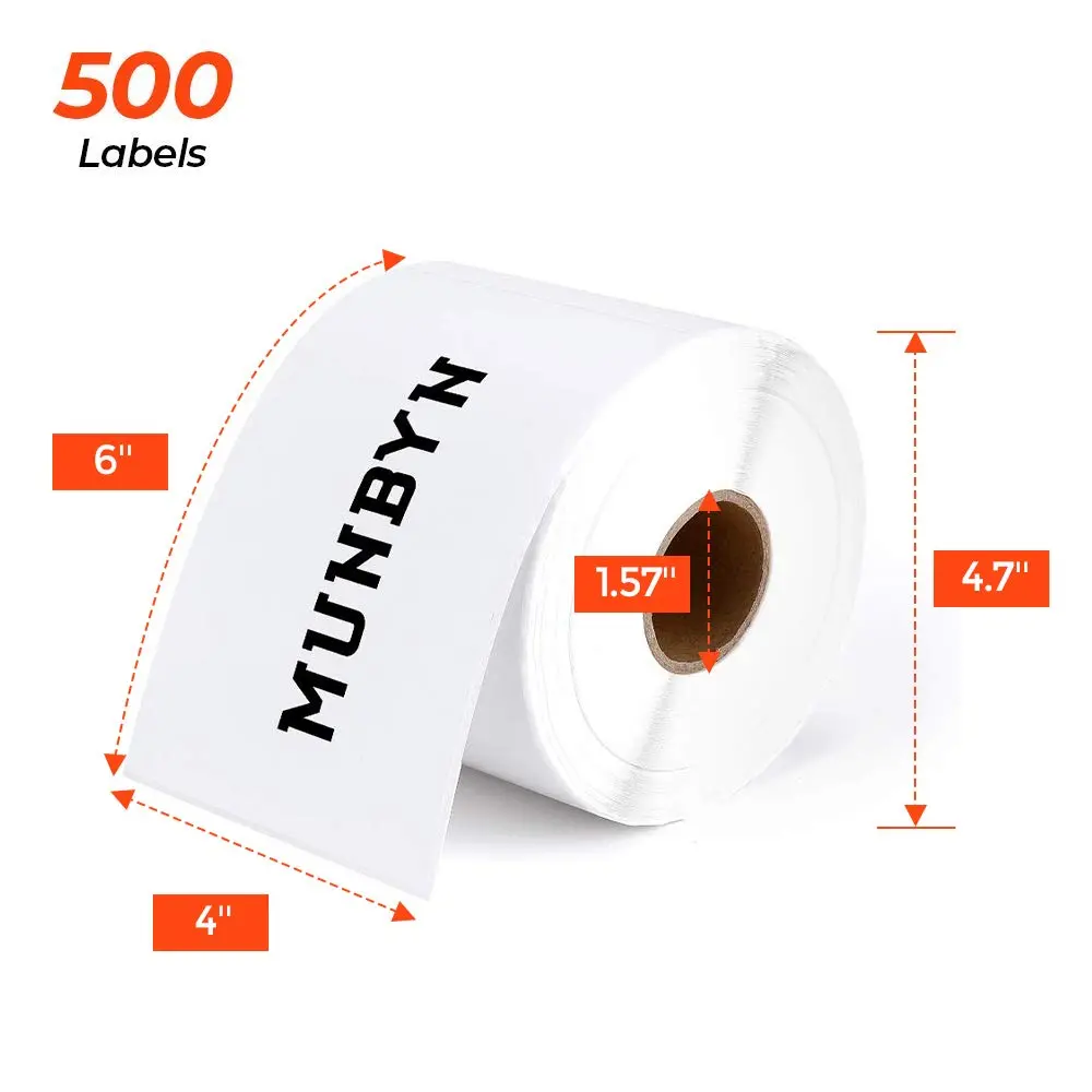 MUNBYN 4x6 Inch Thermal Labels | 1000 Sheets/2 Rolls, Waterproof & Strong Adhesive - view 3