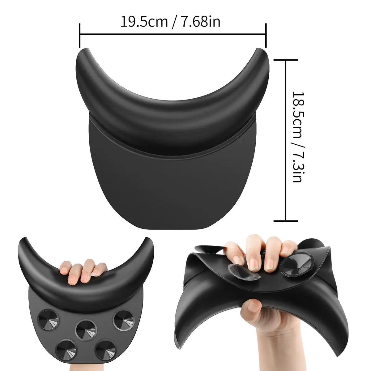 AISEELY Silicone Shampoo Bowl Neck Rest with Suction Cup | 19.5cm (7.68in) x 19.8cm (7.8in) x 5.3cm (2.1in) - view 6