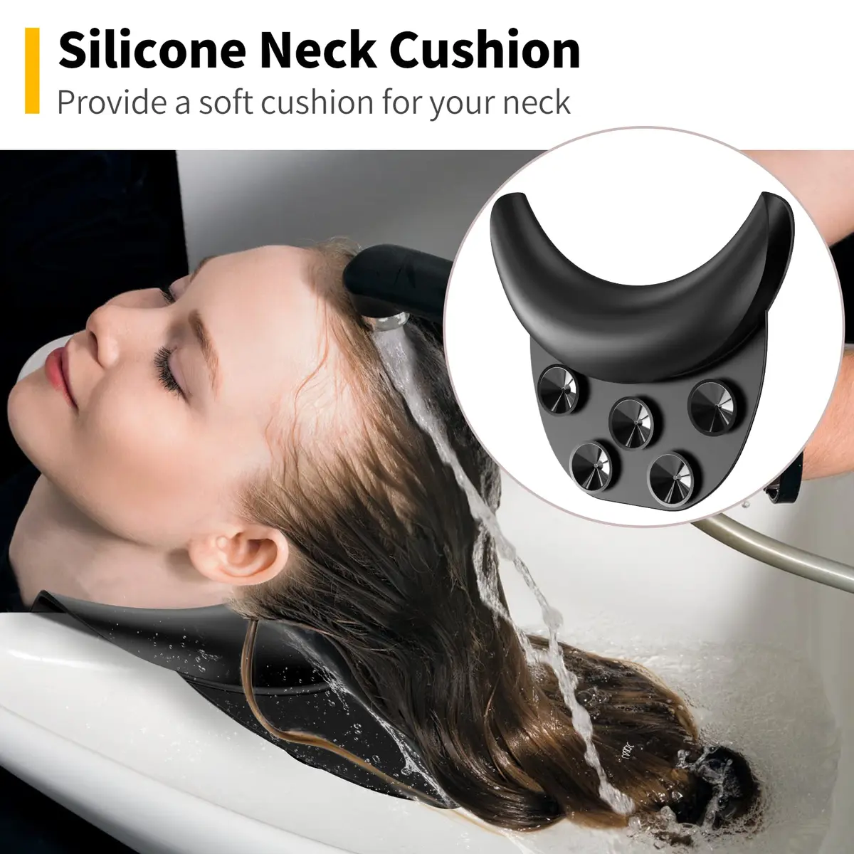 AISEELY Silicone Shampoo Bowl Neck Rest with Suction Cup | 19.5cm (7.68in) x 19.8cm (7.8in) x 5.3cm (2.1in) - view 2