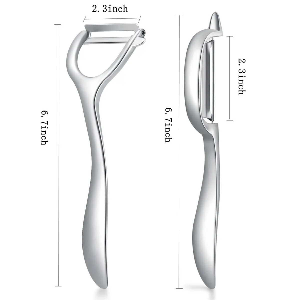Honsen Set of 2 Stainless Steel Vegetable Peelers | Dual Blades for Fruits & Veggies, Ergonomic & Rustproof (M) - view 2
