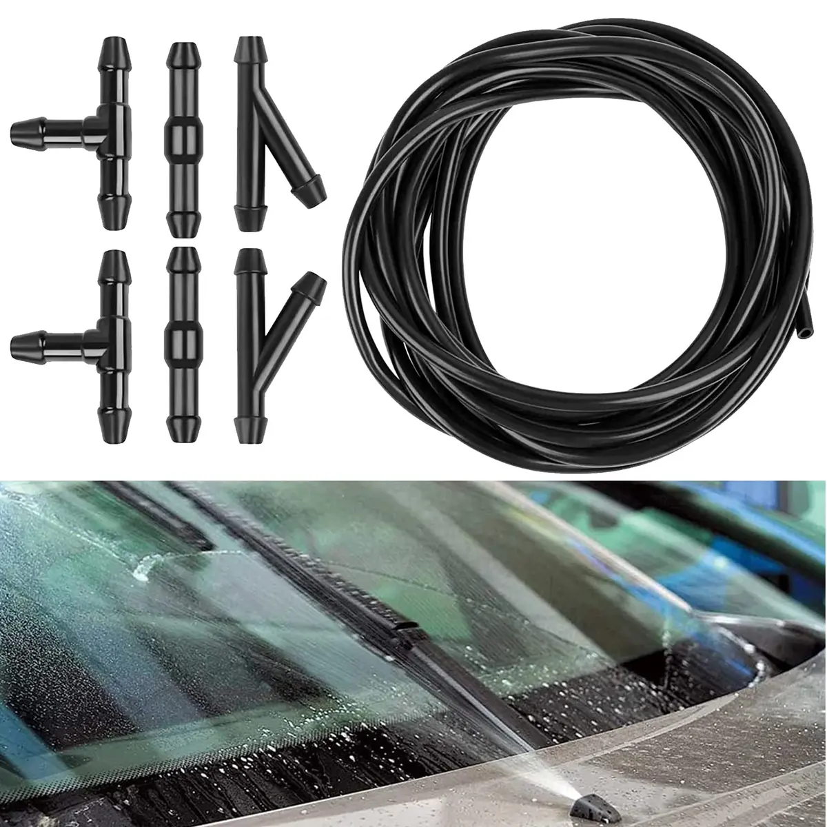 DWARFOO Windshield Washer Hose Kit, 3 Meter | Durable Rubber, Universal Fit for Cars & Trucks - main product image