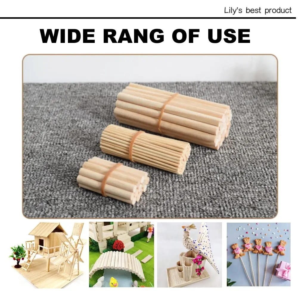 HOPELF Bamboo Dowel Rods 3/8 x 12 Inch (50-Pack) | Natural Wood Sticks for Crafts - view 4