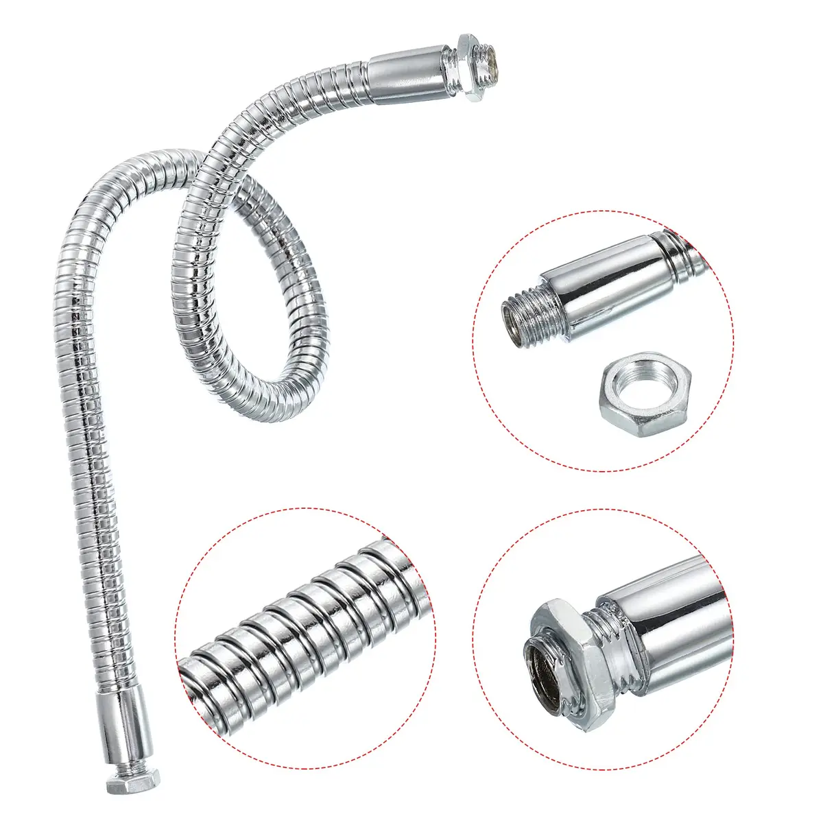 PATIKIL Universal Gooseneck Hose 400mm (15.7 Inch) | M10/M8 Thread Metal Bendable Arm for DIY - view 4