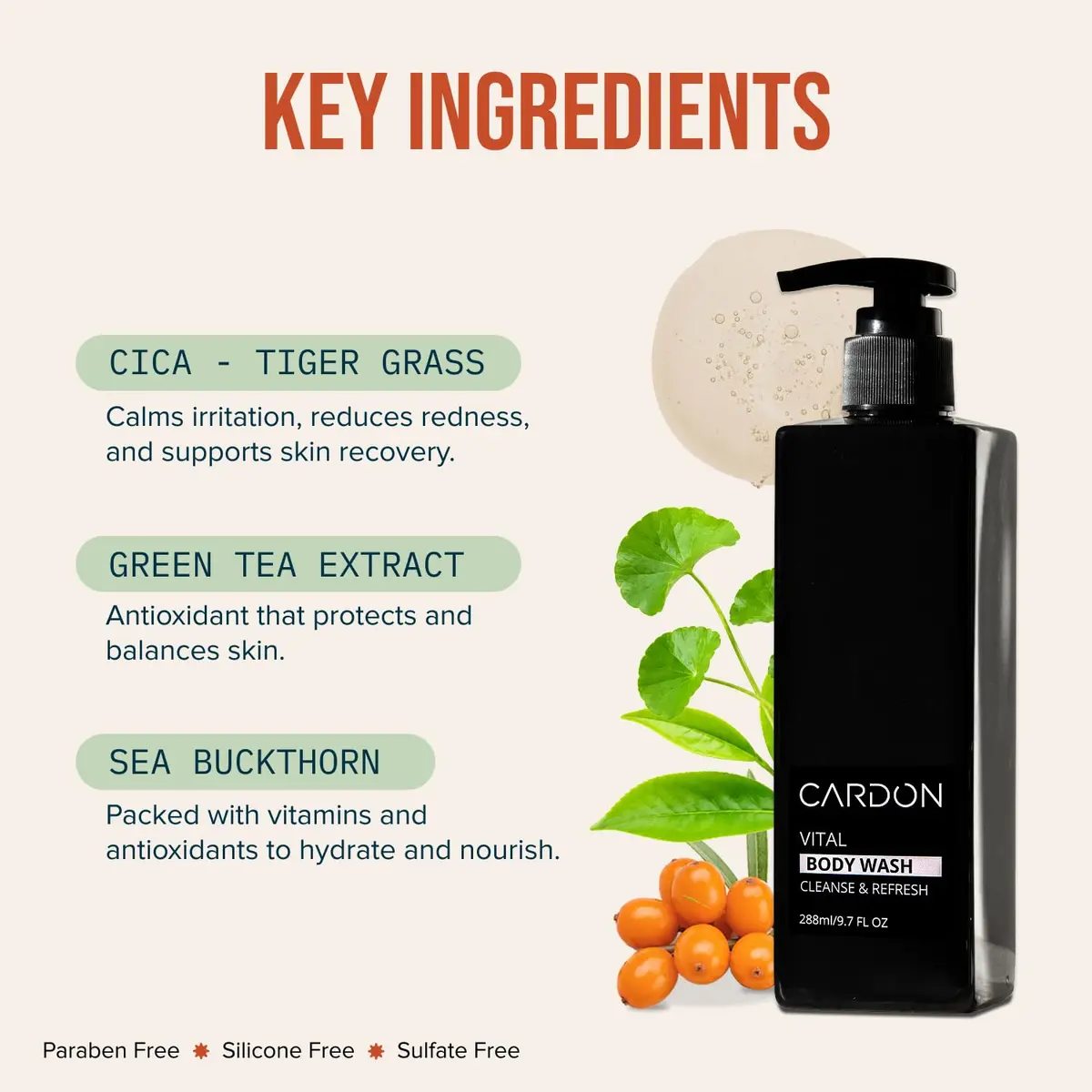 Cardon Acne Clearing Men's Body Wash 9.7 Fl Oz | Korean Skin Care with Green Tea & Cica - view 3