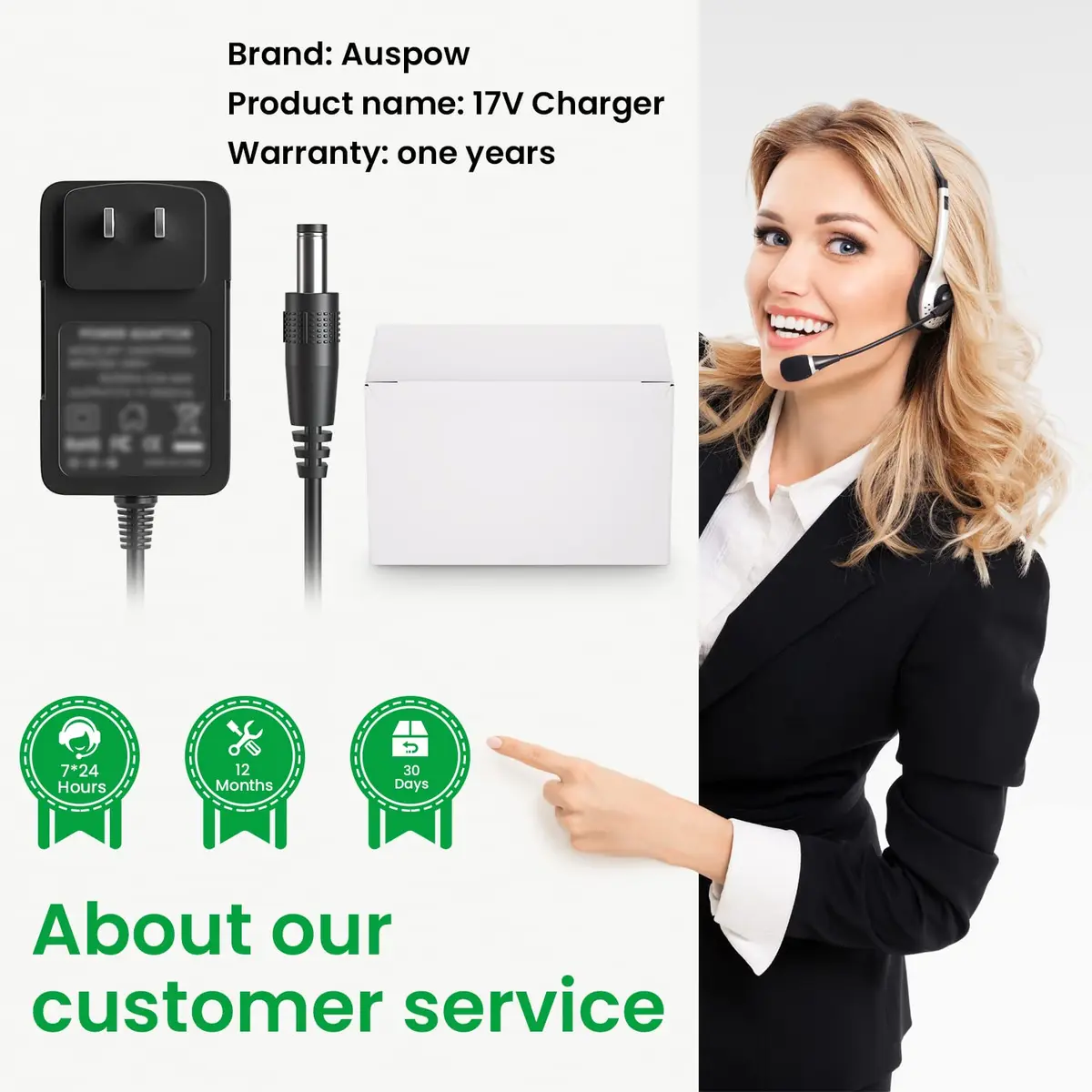 Auspow 17V AC Adapter 1A 17W (5.5mm x 2.5mm) | For Bose Soundlink I II III Speakers - view 7