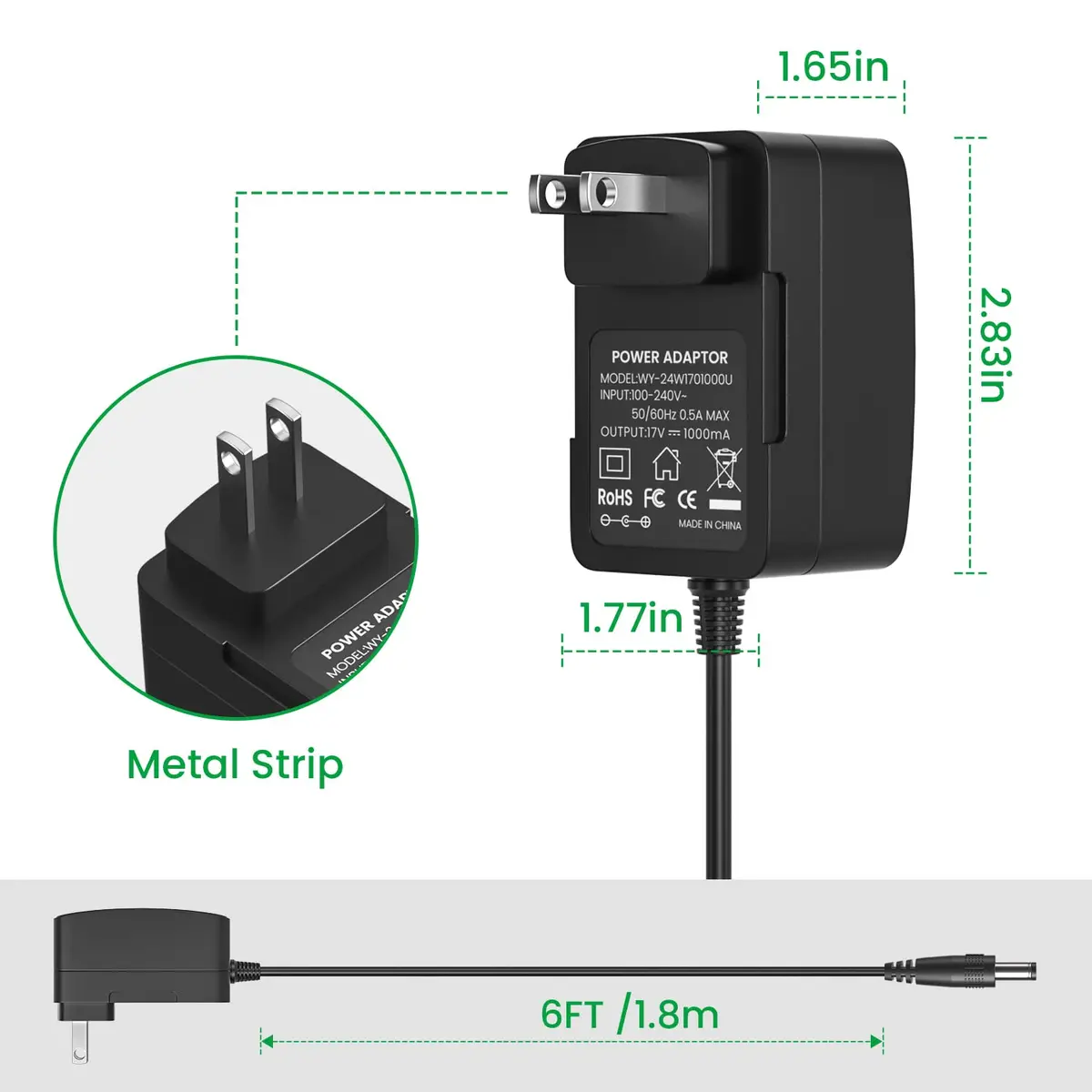 Auspow 17V AC Adapter 1A 17W (5.5mm x 2.5mm) | For Bose Soundlink I II III Speakers - view 4