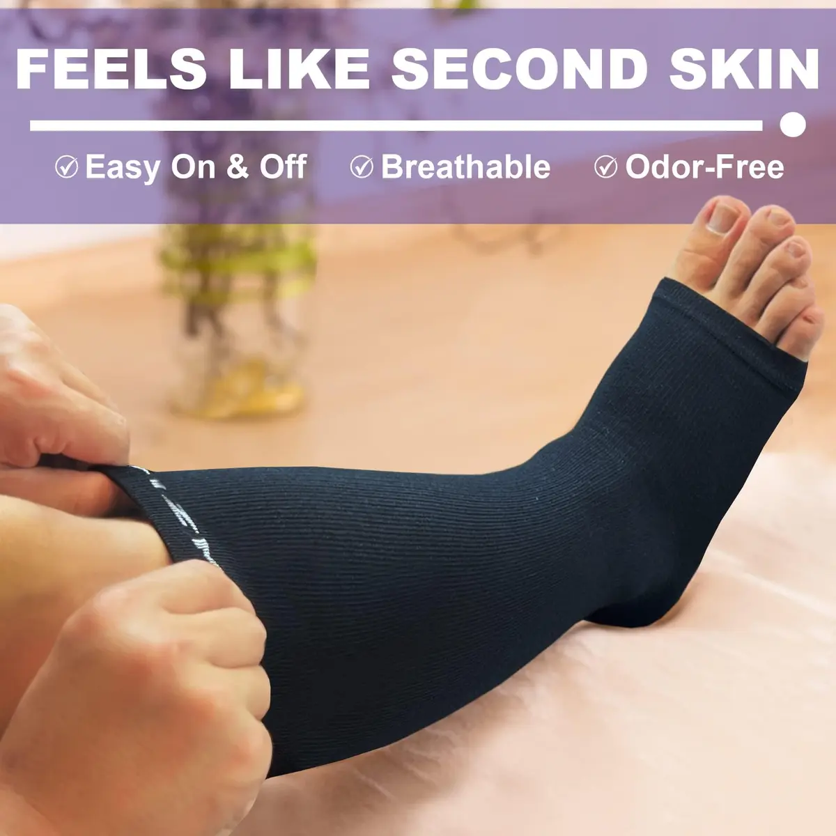 NEWZILL Open Toe Compression Socks for Women & Men | 20-30 mmHg Knee High Support, Gray - view 2