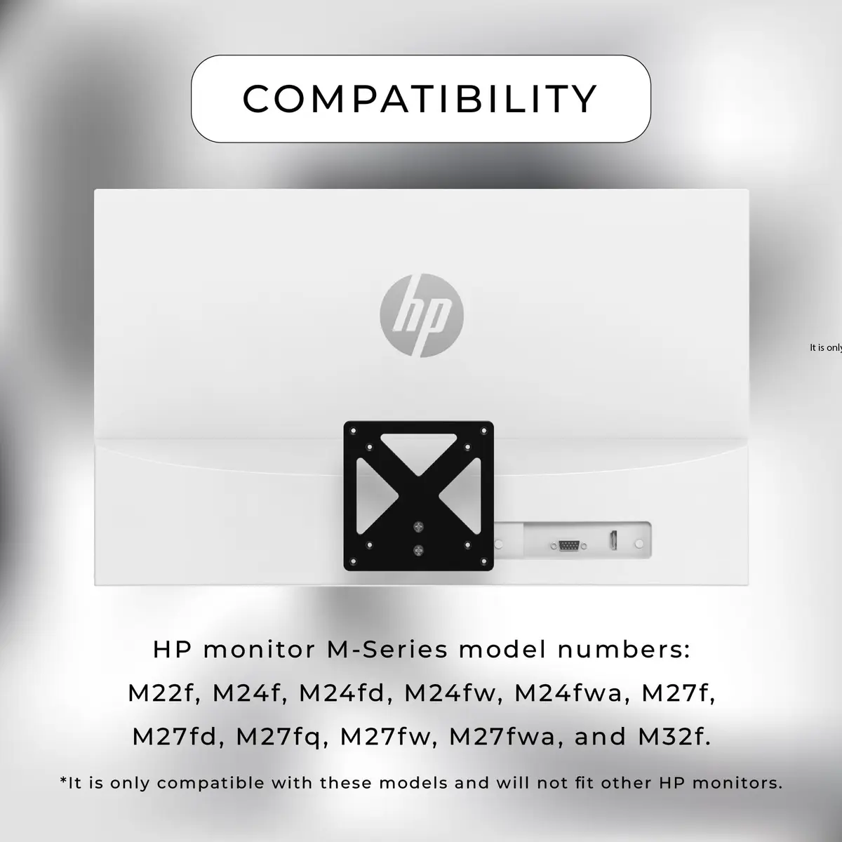 HumanCentric VESA Mount Adapter for HP M Series & 5 Series Monitors | Compatible with 75x75 & 100x100 VESA Patterns - view 2