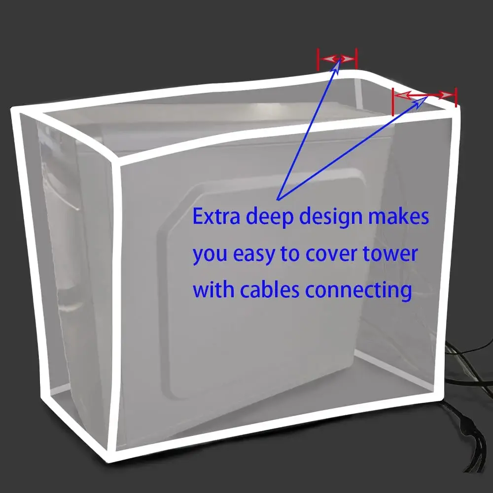 LU2000 Medium PC Dust Cover 17" x 14" x 6.5" (43 x 36 x 17 cm) | Antistatic, Waterproof Jacket Protector for Desktop Towers - view 3