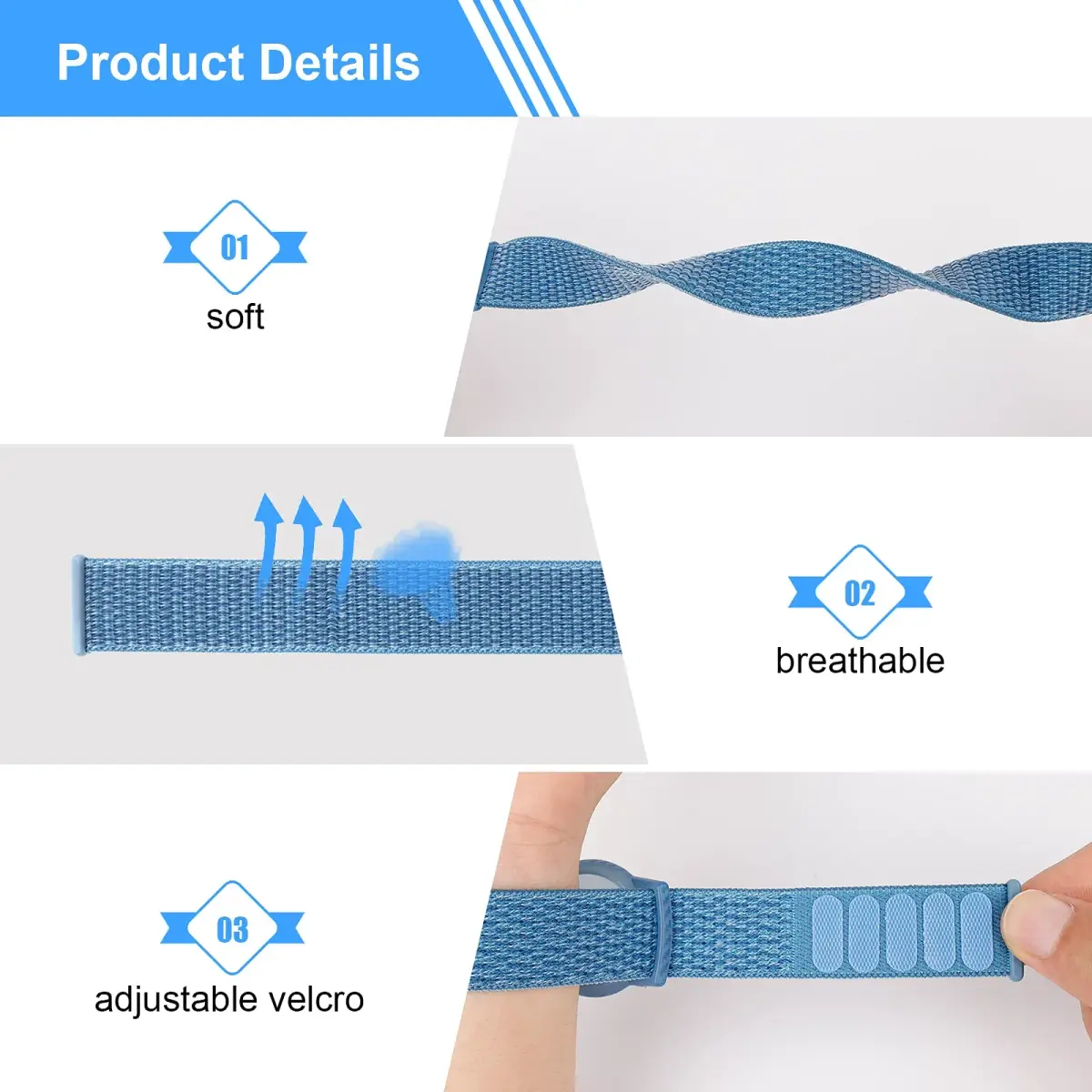 Qonuiy Kids AirTag Wristband with Protective Case - Red & Blue Adjustable Nylon Bracelet - view 3