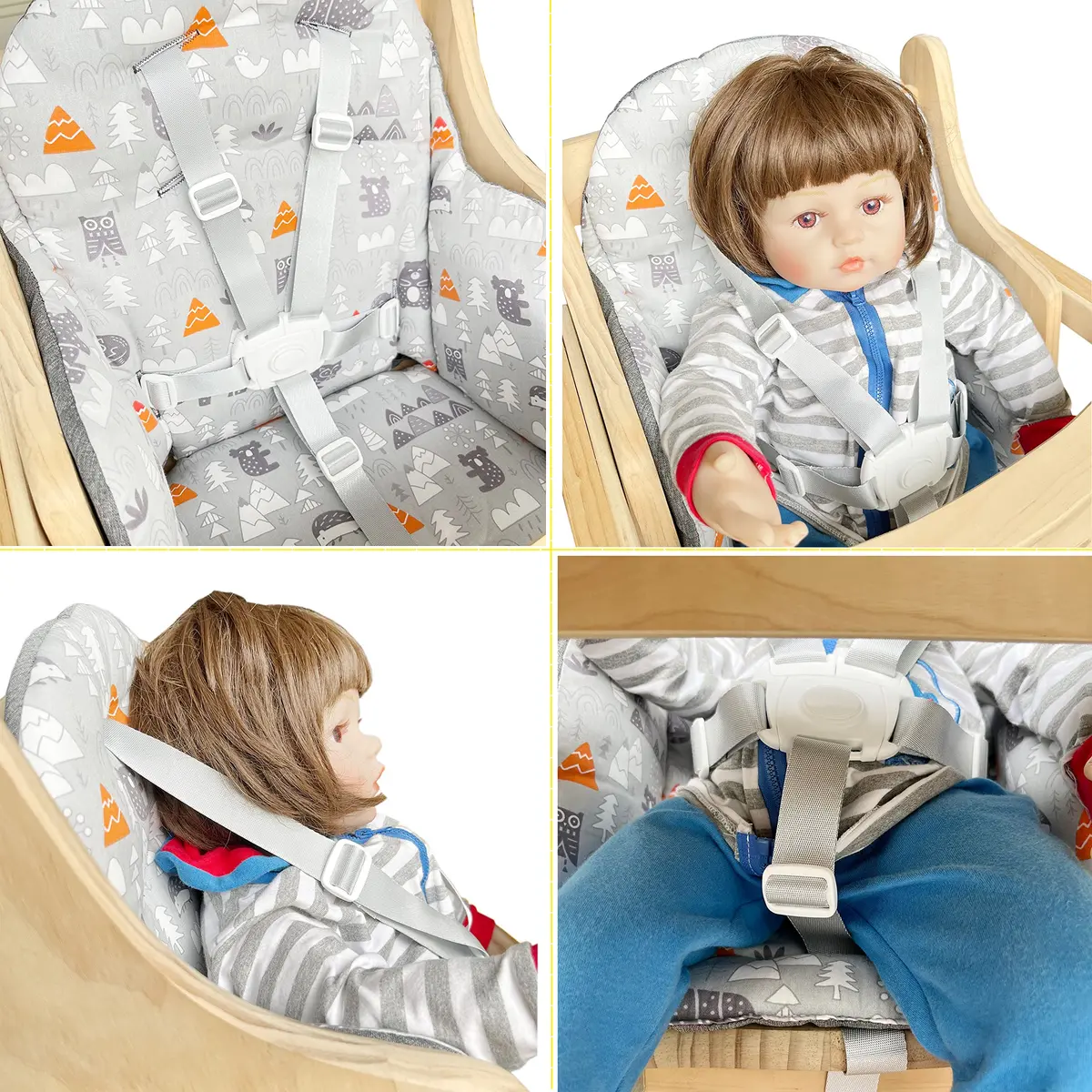 ZARPMA Baby Highchair Cushion Insert Beige | Compatible Wooden Highchair Pad for Baby Comfort - view 6
