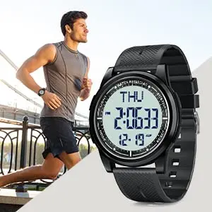 Beeasy Digital Watch for Men Women | 50M Waterproof, Ultra-Thin & Lightweight, 44mm Silicone Sports Watch with Alarm, Stopwatch, Countdown - view 9