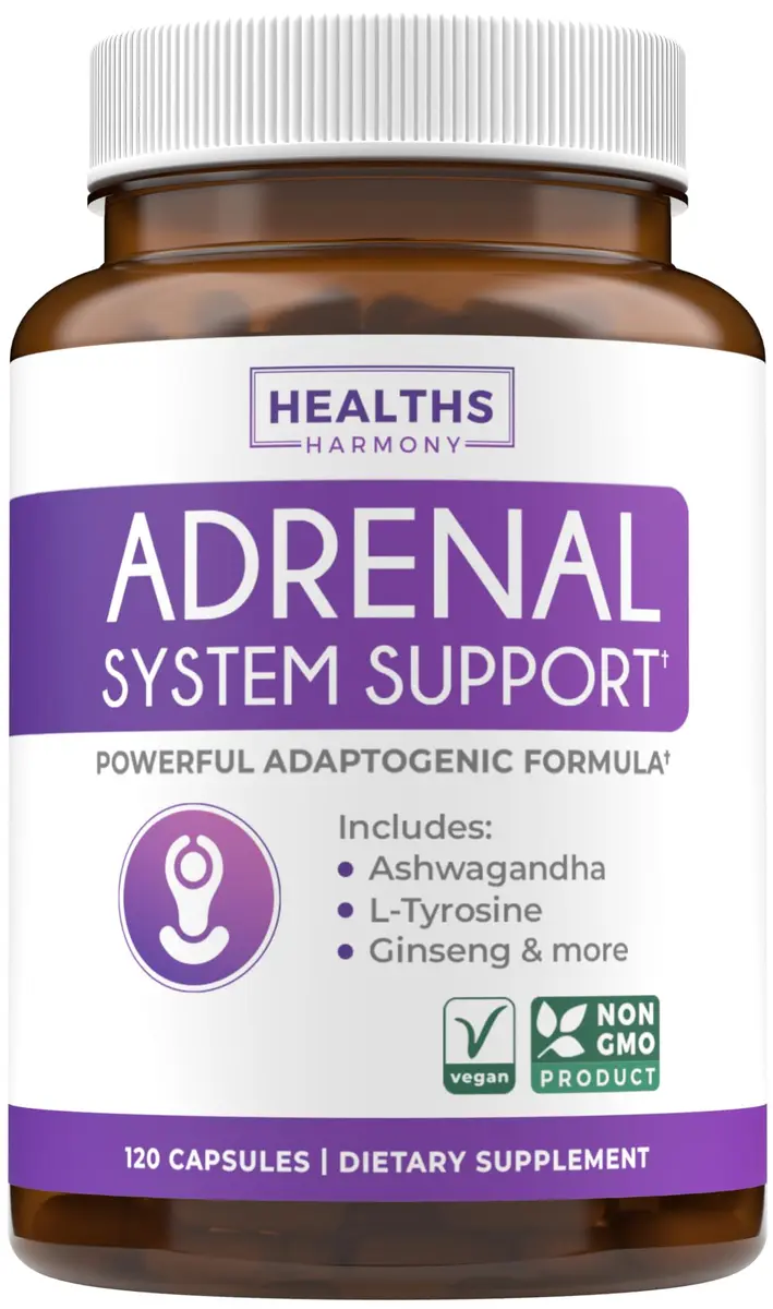 Healths Harmony Adrenal Support & Cortisol Manager 120 Capsules | Non-GMO Stress & Fatigue Relief - main product image