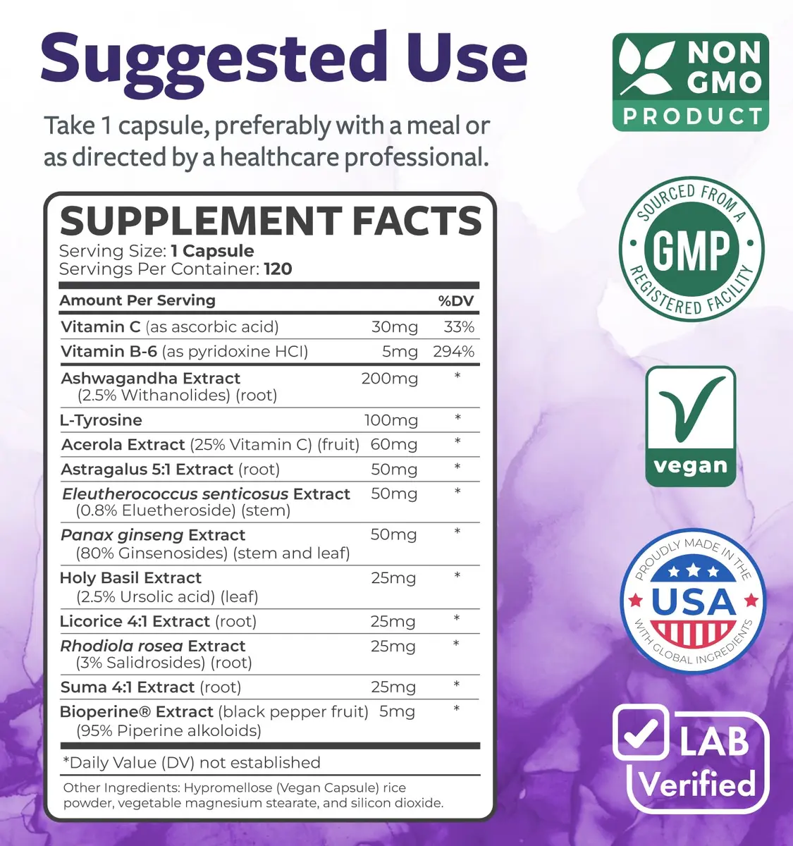 Healths Harmony Adrenal Support & Cortisol Manager 120 Capsules | Non-GMO Stress & Fatigue Relief - view 4
