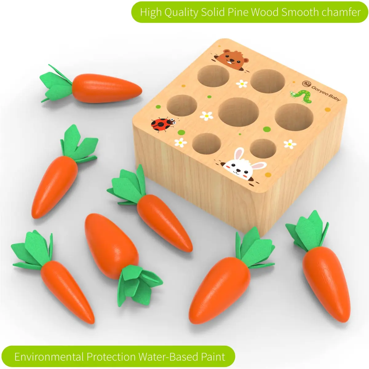 KMTJT Montessori Carrot Harvest Game Wooden Toy for Toddlers 2-3 Years Old | Educational STEM Toy - view 4