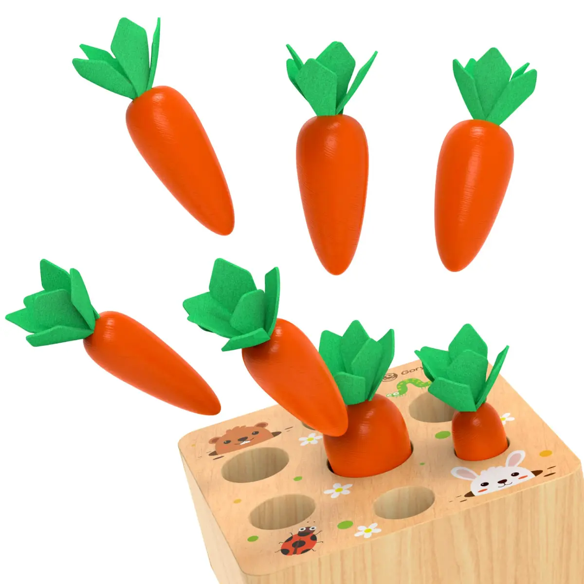 KMTJT Montessori Carrot Harvest Game Wooden Toy for Toddlers 2-3 Years Old | Educational STEM Toy - view 6