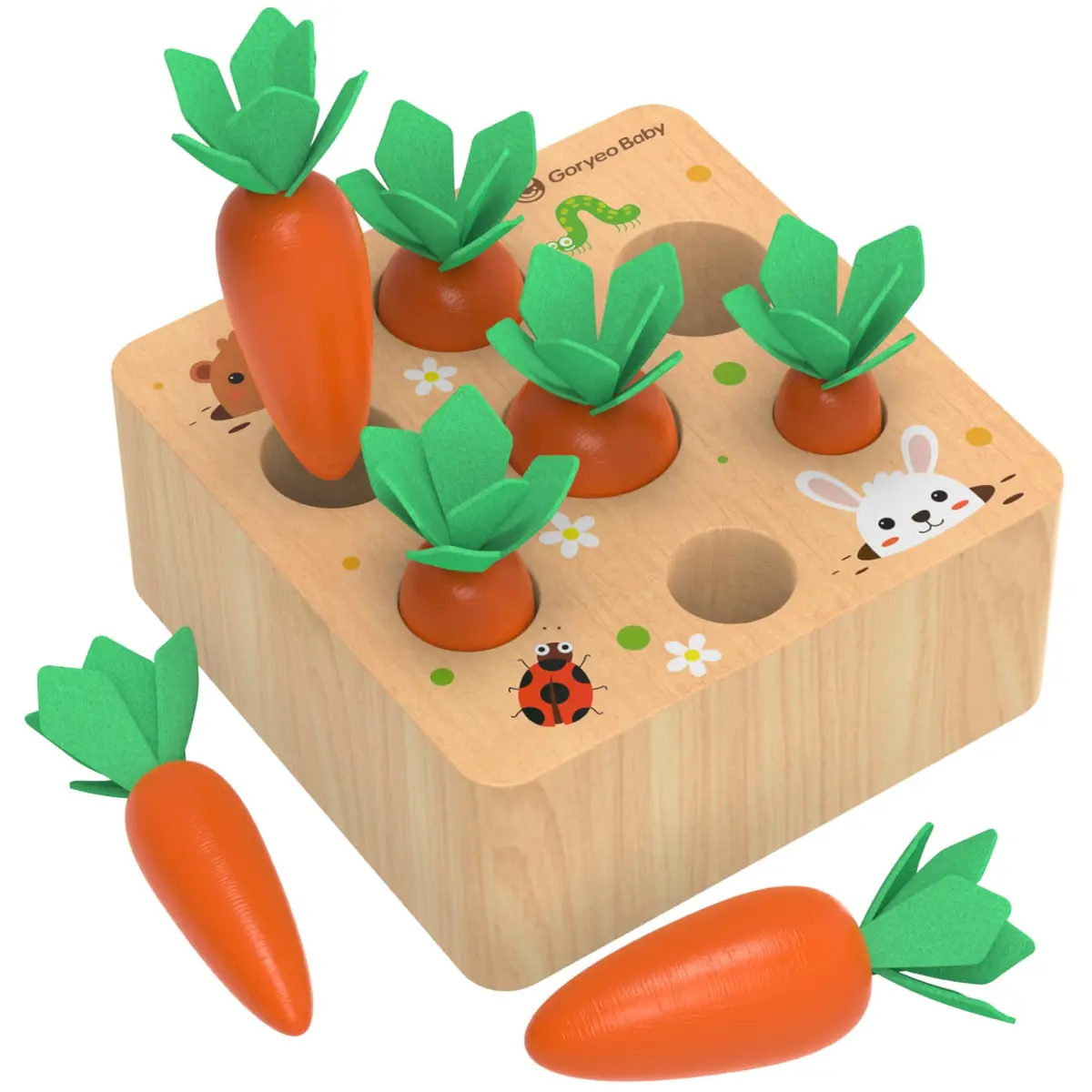 KMTJT Montessori Carrot Harvest Game Wooden Toy for Toddlers 2-3 Years Old | Educational STEM Toy - main product image