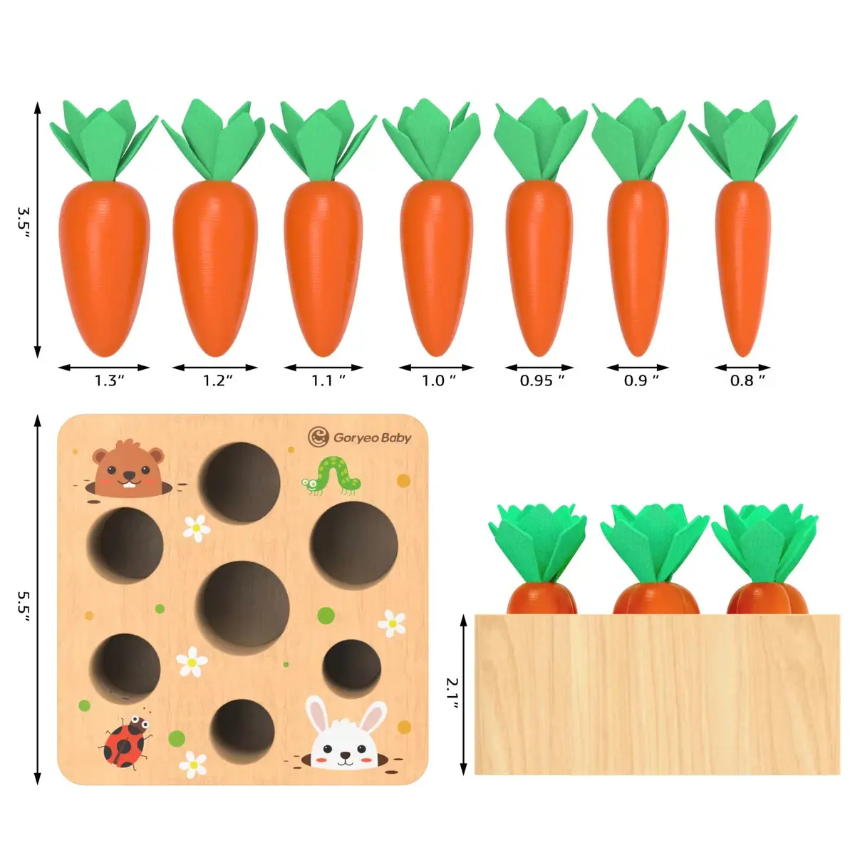 KMTJT Montessori Carrot Harvest Game Wooden Toy for Toddlers 2-3 Years Old | Educational STEM Toy - view 2