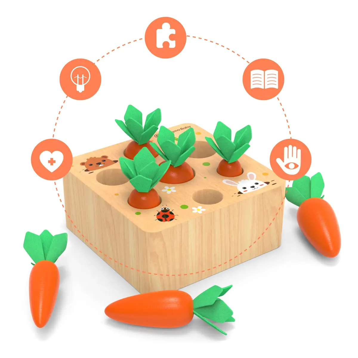 KMTJT Montessori Carrot Harvest Game Wooden Toy for Toddlers 2-3 Years Old | Educational STEM Toy - view 3