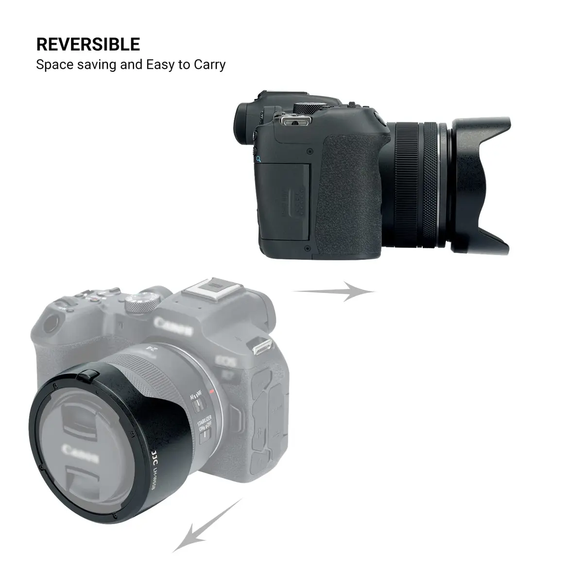 JJC Lens Hood for Canon RF 24mm F1.8 Macro | Replaces Canon EW-65B, Compatible with 52mm & 58mm Filters - view 3