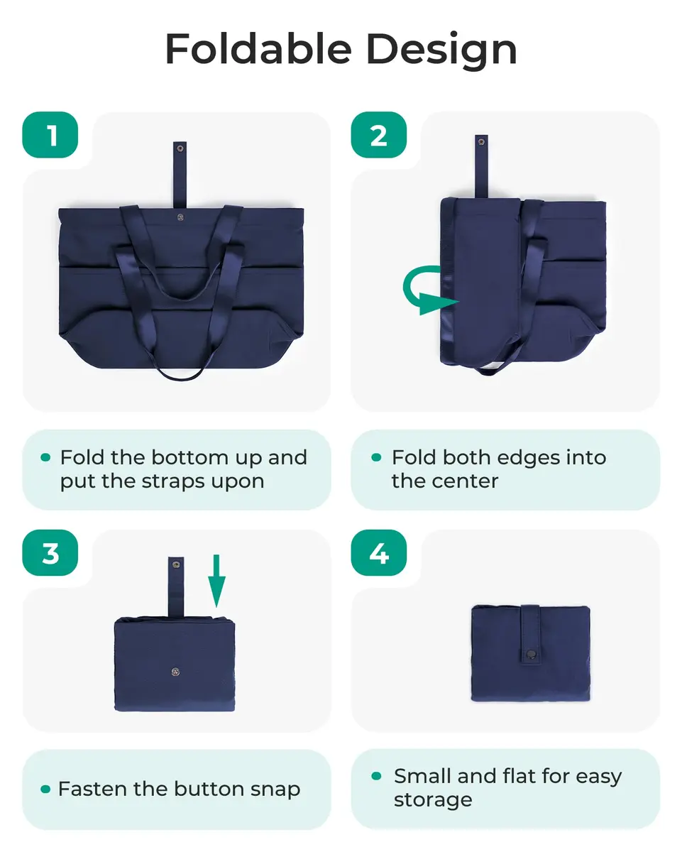 BAGSMART Foldable Tote Bag for Women | Large Capacity, Water-Resistant, Compact & Versatile (One Size, Navy Blue) - view 6