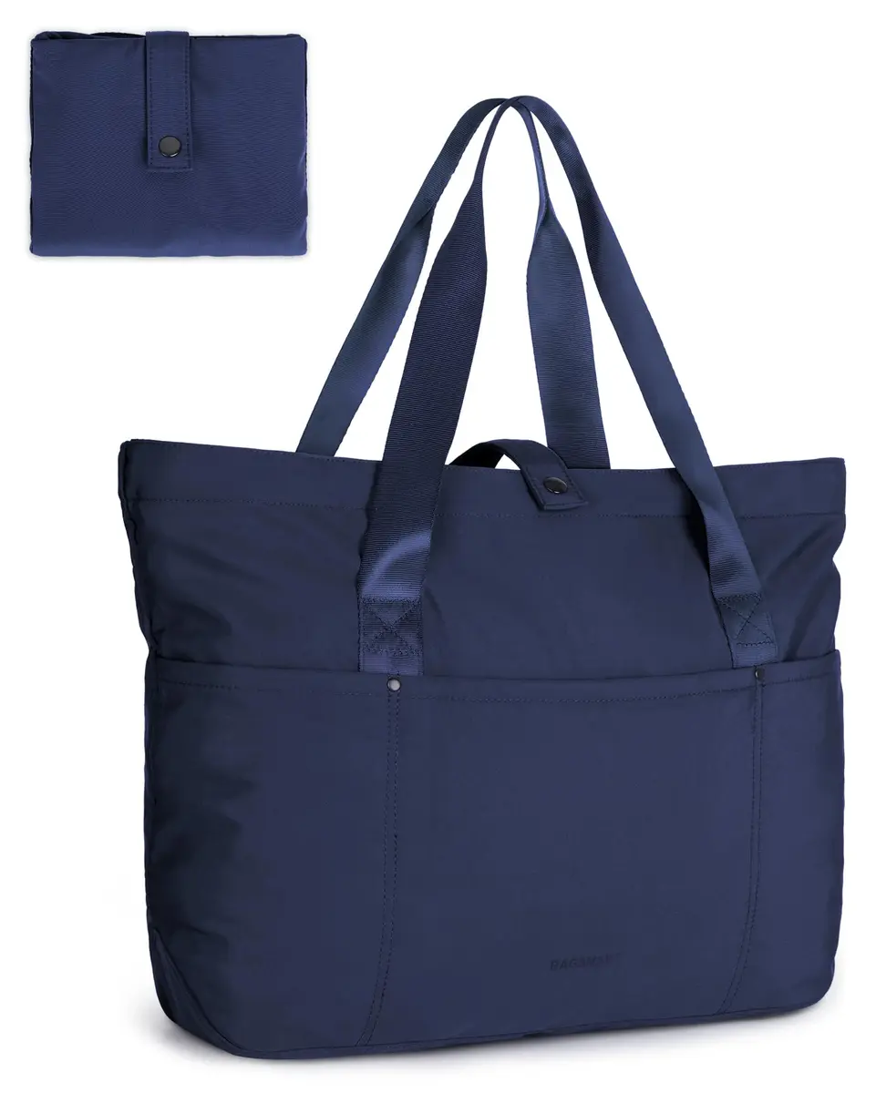 BAGSMART Foldable Tote Bag for Women | Large Capacity, Water-Resistant, Compact & Versatile (One Size, Navy Blue) - main product image