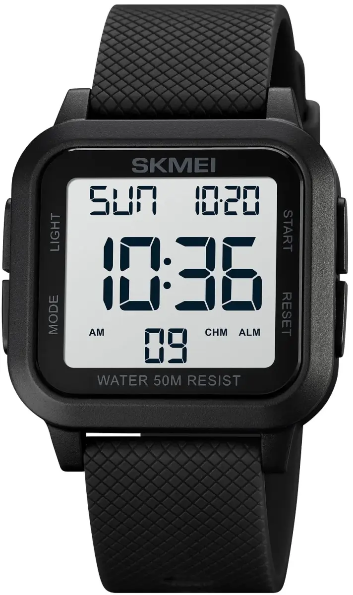 Gosasa Men's B- Black White Digital Airplane Watch 47mm Case | Aviation-Inspired Design with LED Light - main product image