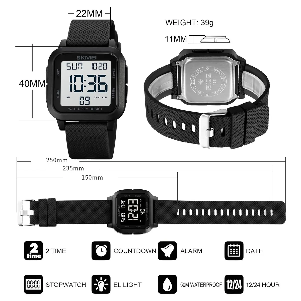 Gosasa Men Sports Military Watch 40mm | Waterproof LED Digital Airplane Style - view 6