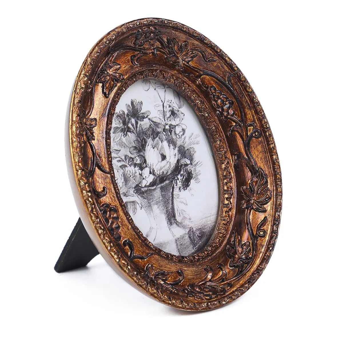 SIKOO 2.5×3.5 Oval Vintage Picture Frame Bronze Gold | Antique Mini Photo Frame with Velvet Easel - view 6