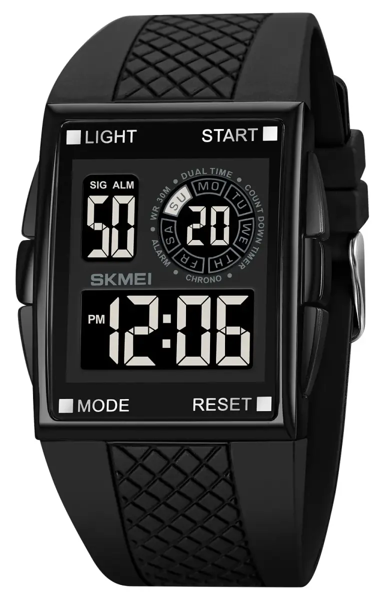 Gosasa Men's C- Full Black Digital Airplane Watch 47mm Case | Aviation-Inspired Design with LED Light - main product image