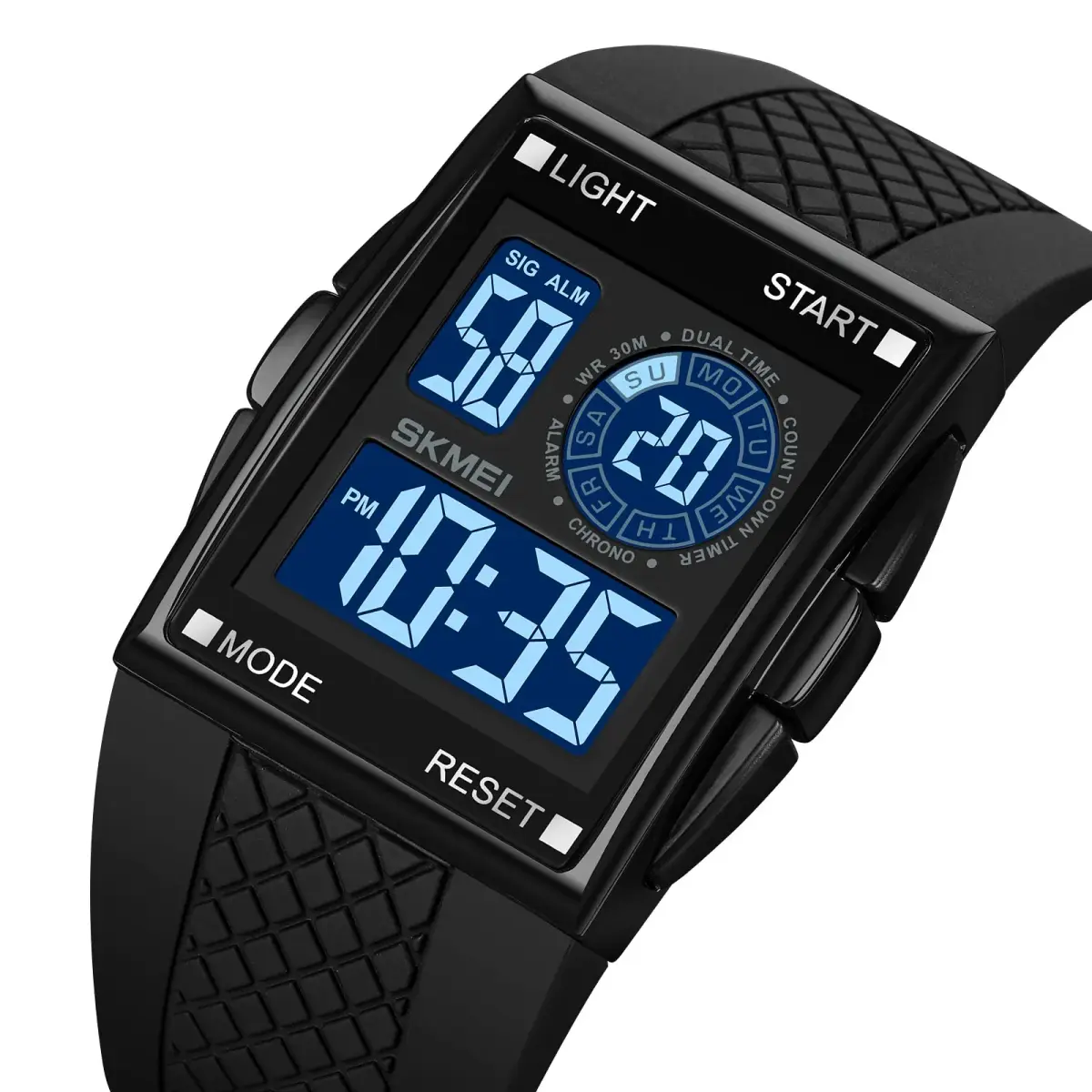 Gosasa Men's C- Full Black Digital Airplane Watch 47mm Case | Aviation-Inspired Design with LED Light - view 2