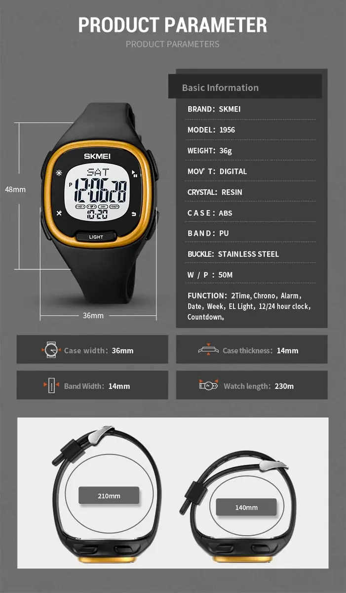 Gosasa Men's Digital Sports Military Watch 36mm Resin Oval Water-Resistant - view 5
